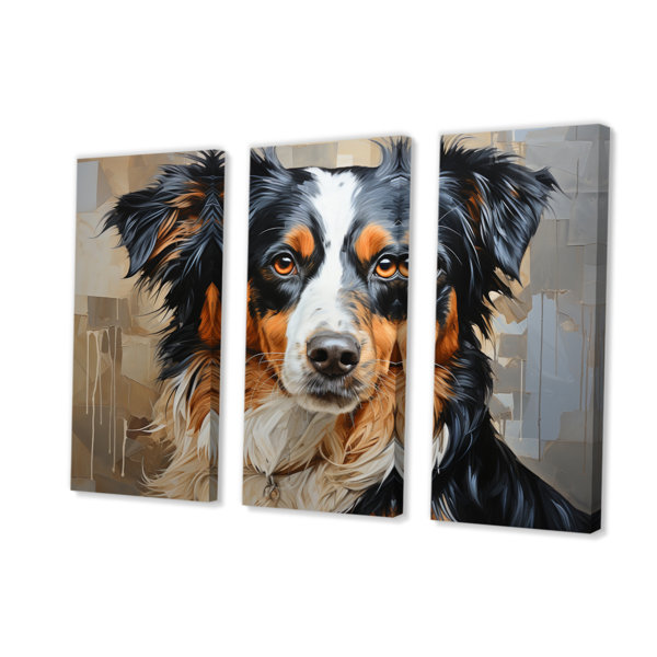 Winston Porter Dog Canine Charisma On Canvas 3 Pieces Print Wayfair
